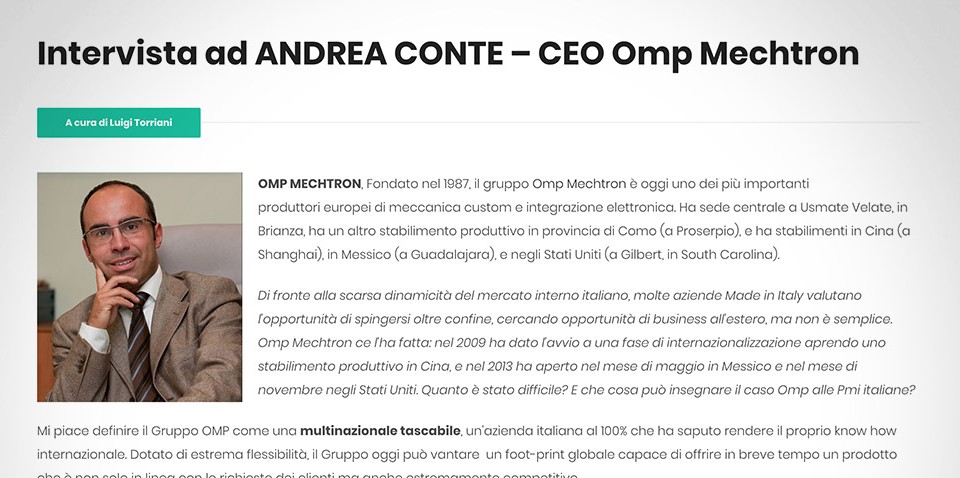 Intervista ad ANDREA CONTE – CEO Omp Mechtron